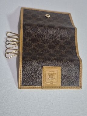 Celine Brown & Tan Triomphe Canvas Key Pouch